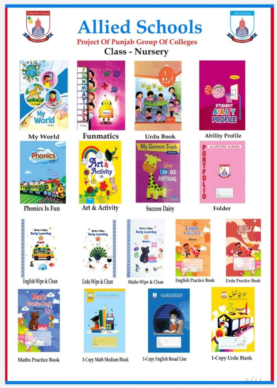 class Nursery complete bookpack Art and Activity for Nursery Class | Allied School Curriculum Age 4+